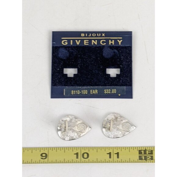 Vintage Givenchy Bijoux Silvertone Leaf Clip On Earrings - Picture 11 of 13